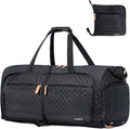 Lekesky Foldable Travel Duffel Bag for Women, 80L Large Duffle Bag with Separate Shoes Compartments & Straps, Carry On Weekend Bag for Women, Hospital, Overnight(Black Quilted) by LEKESKY