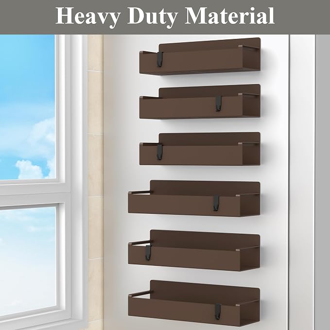 HuggieGems 6 Pack Magnetic Spice Rack Organizer for Refrigerator and Oven, Brown Fridge Organizers and Storage for Kitchen - Image 4