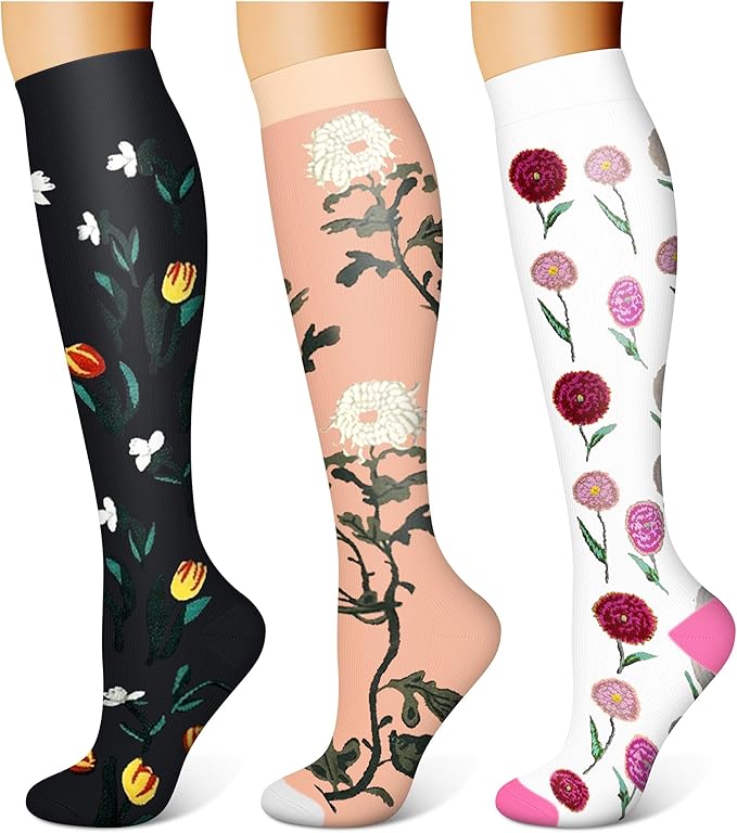 WITHYOU 3 Pairs Compression Socks for Women & Men 15-20 mmHg,Best Support for Nurses Running Hiking by WITHYOU