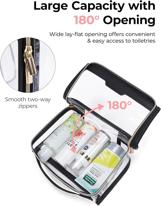 BAGSMART Clear Toiletry Bag for Travel, TSA Approved, 1-Pack, Grey | Makeup Cosmetic Pouch Bag for Women, Quart Size Compliant Bag Organizer for Travel Essentials - Image 4