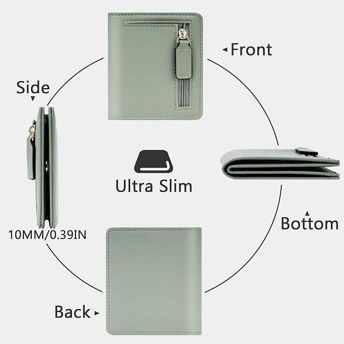 Gostwo Small Wallet for Women, Slim Bifold Credit Card Holder, Compact RFID Blocking Cash Wallet, Billfolds Thin Leather Zipper Pocket, Mini Wallet Gift for Ladies Teen Girls Travel with ID Window - Image 4