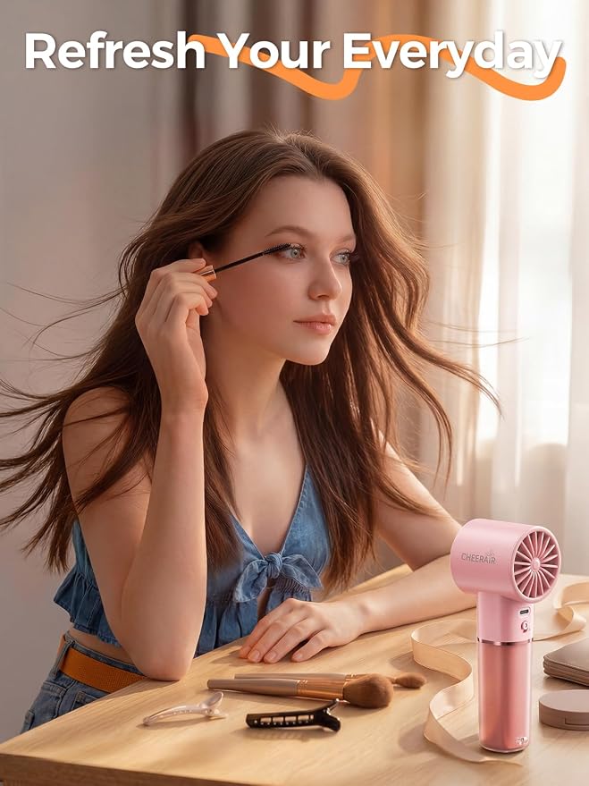 Handheld Portable Fan, 6-Speed Rechargeable Powerful Mini Fan | 5000mAh Battery Up to 15 Hours Runtime, Smart LED Display, Pocket Turbo Personal Fan for Travel, Camping, Makeup - Image 6