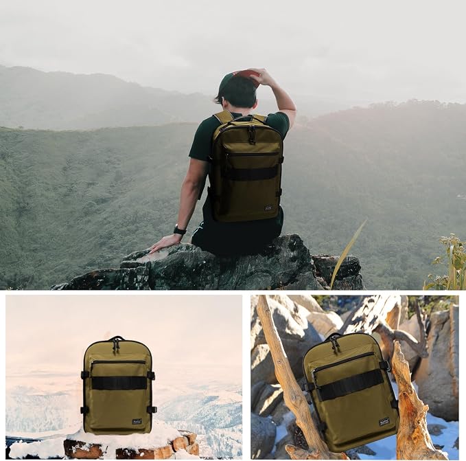 Travel Backpack 17L Lightweight Casual Small Carry-on Daypack 15-inch Laptop Notebook, Underseat Overnight Weekender, Khaki - Image 6