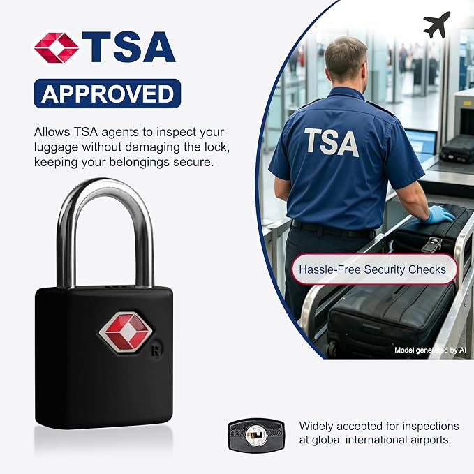 TSA Locks for Luggage with Keys, Luggage Locks TSA Approved 4 Pack, International Travel Essentials, Small Padlock with Key, Mini Padlock for Suitcase, Backpack, Bag, Zipper, Case, Box - Image 3