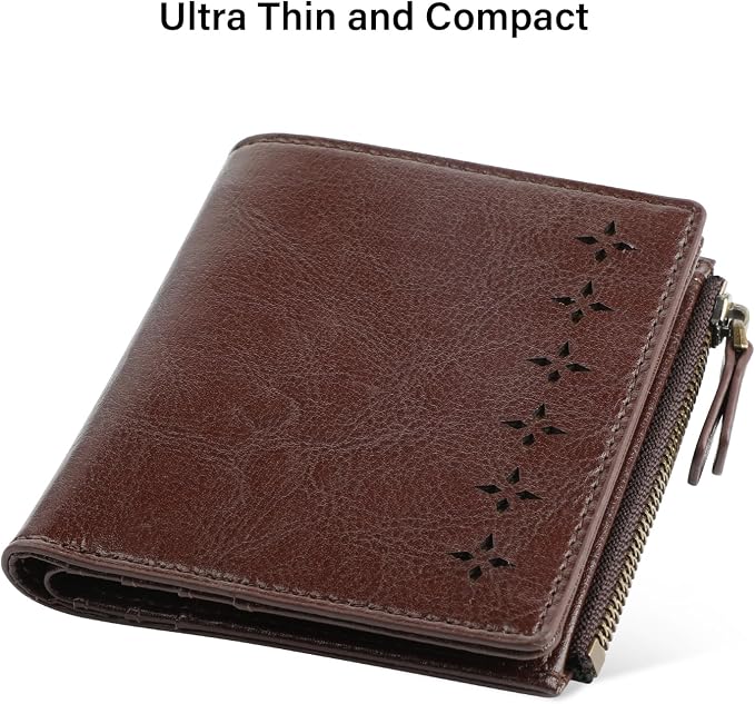 Ultra Thin Small Compact Leather Womens Girls Wallets RFID Blocking Credit Card Holder for Women - Image 3