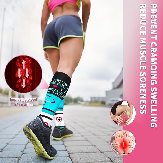 Sooverki Compression Socks for Women & Men 6 Pairs is Best Supportive Knee High Stockings for Circulation, Travel, Nurses - Image 4