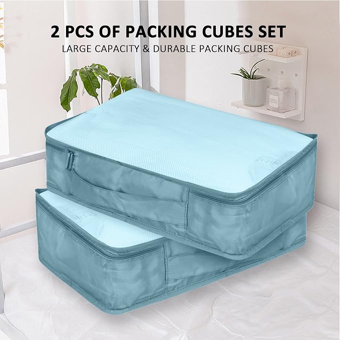 Packing Cubes Set, 2 Pcs Packing Organizers Set for Suitcases (Grey blue) - Image 8