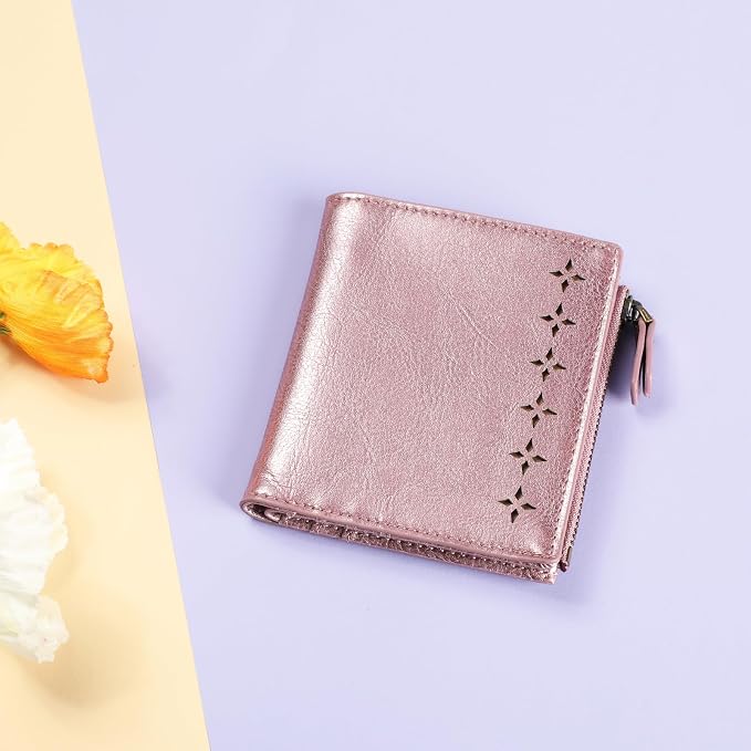 Ultra Thin Small Compact Leather Womens Girls Wallets RFID Blocking Credit Card Holder for Women - Image 7