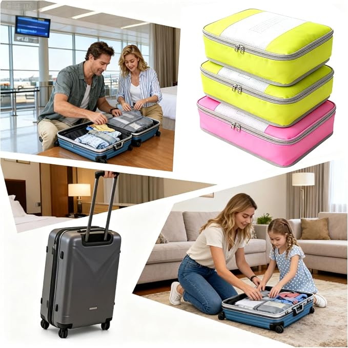 Packing Cubes for 26" Suitcase Travel Luggage Organizers - Travel Organizer Bags Luggage Clothes Accessories Storage Carry on Suitcase Packing Pouches Bag For Men Women Kids 1/4X4PACK - Image 9