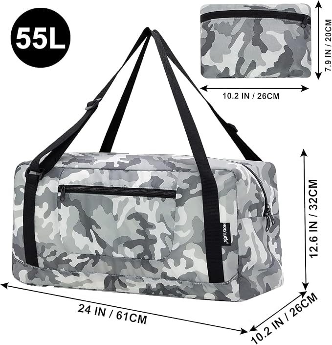 HOLYLUCK Foldable Travel Duffel Bag Luggage Great for Gym -55L, Arctic Camo - Image 2