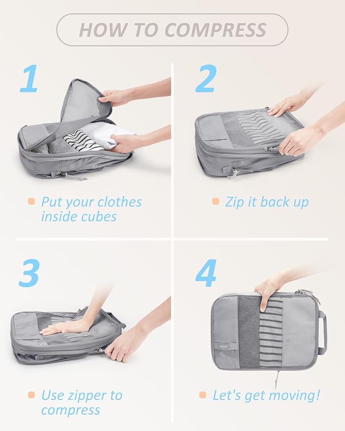 BAGSMART Compression Packing Cubes for Travel Essentials | 14 Set /6 Set /4 Set/2 Set, Lightweight, Durable - Image 6