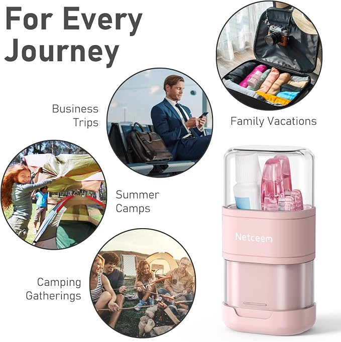 Toothbrush Travel Case Kit,Portable Folding Tooth Brush Holder and Toothpaste Cover Container with Mouthwash Cup, Oral Clean Tools Organizer for Traveling, Bathroom, Camping, Business Trip(1Pack） - Image 6