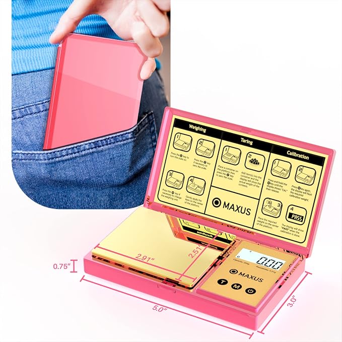 Digital Gram Scale with 200g x 0.01g Capacity | Stylish Pink Plated Shining Cover and Platform, Mini Pocket Scale for Food and Jewelry - Image 6