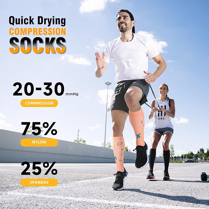 cerpite Compression Socks for Women & Men 6 Pairs Knee High Compression Socks 20-30 mmhg Best for Running,Nurse,Travel - Image 2