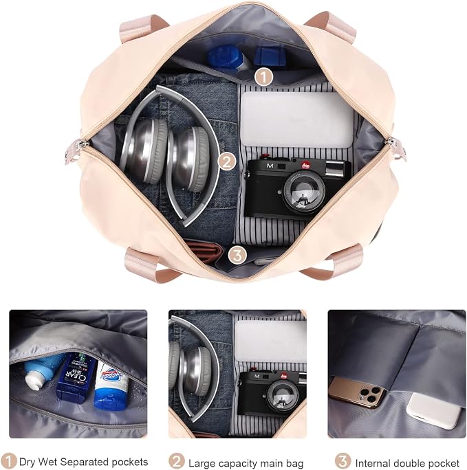 Travel Duffel Bag, Sports Tote Gym Bag, Shoulder Weekender Overnight Bag for Women - Image 6