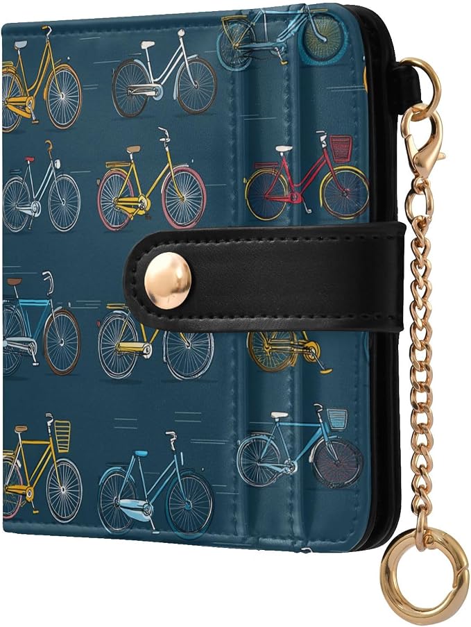 Vintage Bicycle Design Women's Wallets RFID Blocking,Credit Card Holder Bifold Wallet,Slim Card Cases,PU Leather Travel Wallet for men Girls by visesunny