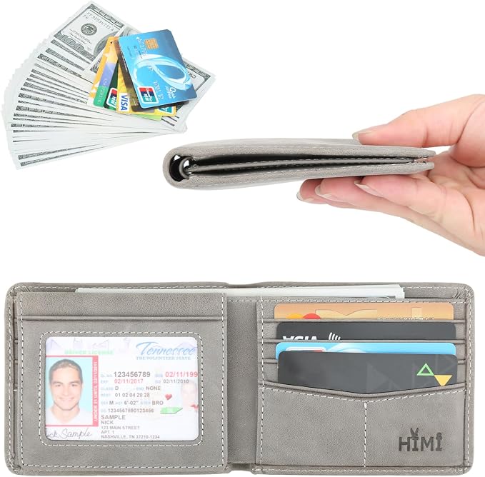 HIMI Wallet for Men-Genuine Leather RFID Blocking Bifold Stylish Wallet With 2 ID Window - Image 2