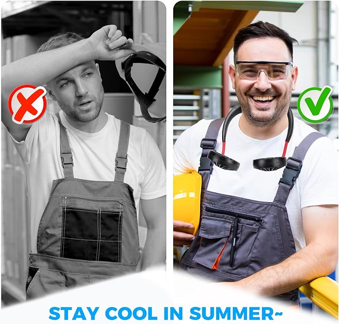 Portable Neck Fan Rechargeable Personal HandFree Fan Mini USB Wearable Neckband Sport Fan 3 Speed Adjustable 360 Degrees Rotation Perfect for Working Traveling Office Reading (2 Pack：Red Black+White) - Image 5