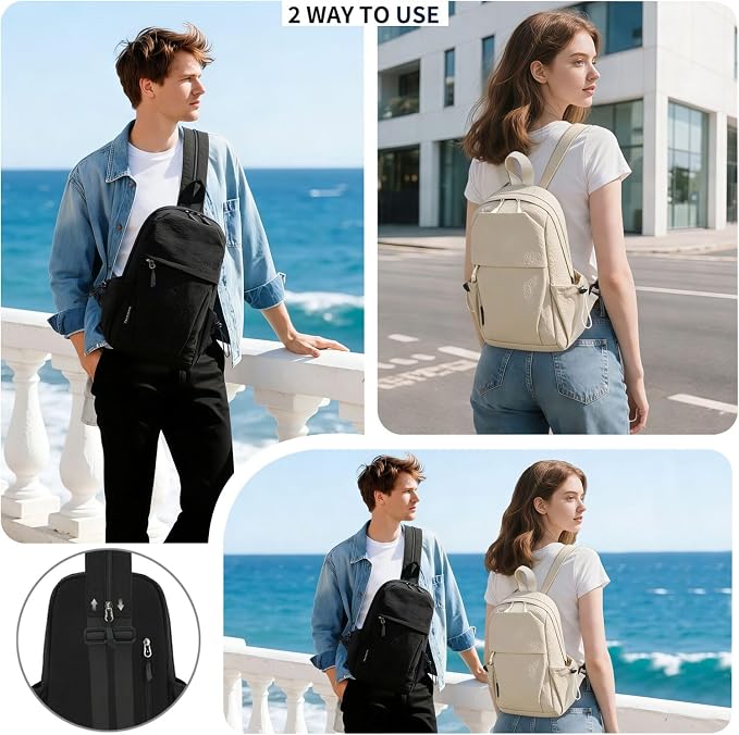 Carbon Lined Backpack,Waterproof Zipper Sling Backpack,Travel Chest Shoulder Bag,Lightweight Unisex Crossbody Casual Daypack for Men & Women (Black) - Image 2