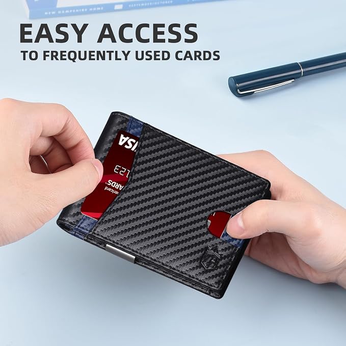 Zitahli Money Clip Wallets for Men,Slim Bifold Wallet 10-12 Cards, Mens Leather Wallet with ID Window,RFID Blocking Thin Minimalist Credit Card Holder,Gifts for Him - Image 4