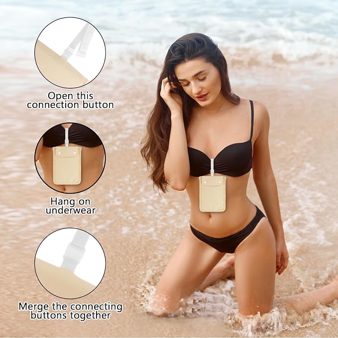 YOYI YOYI RFID Blocking Bra Wallet Travel Pouch, Secret Pocket for Cards | Skin-friendly fabric so thin it disappears inside your bra, RFID blocking keeps cards and cash secure from theft on the go - Image 4