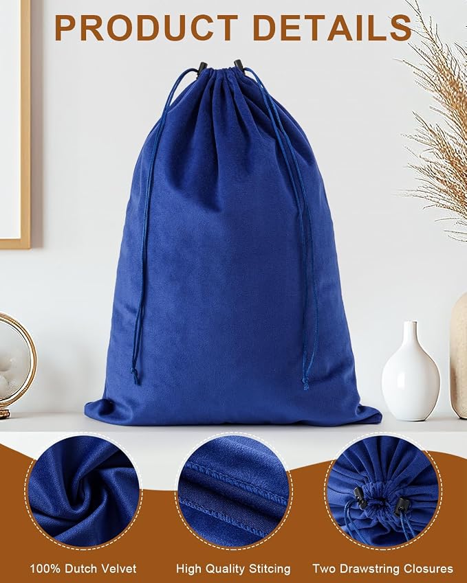 2 Pcs Shoe Bags for Travel, Dust Velvet Bags, Palace Blue, 17.3x12.6 Inch | Washable & Reusable Travel Shoe Bags, Dustproof Shoe Bags with Drawstring Closure, Suitable for Travel, Home Storage - Image 4