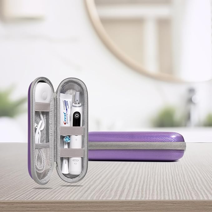 Nincha Hard Shell EVA Electric Toothbrush Case - Waterproof, Shockproof, Moisture Resistant, Large Size Fits Oral-B iO, Pro, Smart Series, Philips Sonicare (Purple) - Image 5