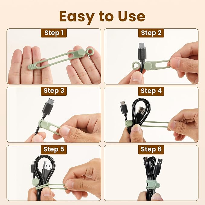 30 Pcs Silicone Cable Ties, Reusable Data Cable Organizer Wire Organizers for Office, Multipurpose Elastic Cord Wraps Cable Management for Charging Cord,Appliances,Home,Office,Kitchen,School,Travel | High Elastic, Multipurpose, Cable Management for Cha... - Image 5