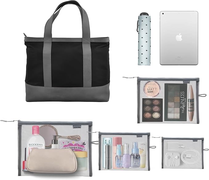 Set of 8 Travel Mesh Makeup Bag, Cosmetic Organizer Pouches with Zipper, Diaper Organizing Pouches, Nylon Toiletries Bag for Women and Men(8pcs, Gray) - Image 5