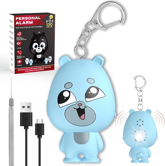 Rechargeable Personal Alarm for Women – 130dB Loud Emergency Alarm Keychain with Strobe Light, Self-Defense Safety Alarm with Low Battery Alert for Women, Kids & Seniors by VIGOROAD