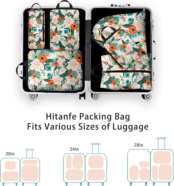6 Pcs Compression Packing Cubes for Travel, Waterproof Luggage Organizer Washable Storage Bags Set - Packaging Cubes for Backpack Travel and Carry-Ons - Image 5