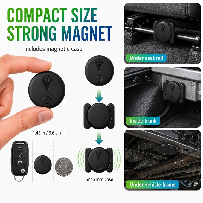 GPS Tracker for Vehicles, Mini Hidden Magnetic Car Locator with Real-Time Tracking, Works with Apple Find My, No Monthly Fee or SIM Card, IP67 Waterproof, 365-Day Battery, iOS Only, Black | GPS Tracker for Vehicles - Image 5