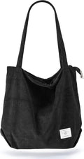 KALIDI Women Corduroy Tote Bag Zipper Casual Tote's Handbag Big Capacity Shoulder Bag with Pockets by KALIDIFANCYFOREST