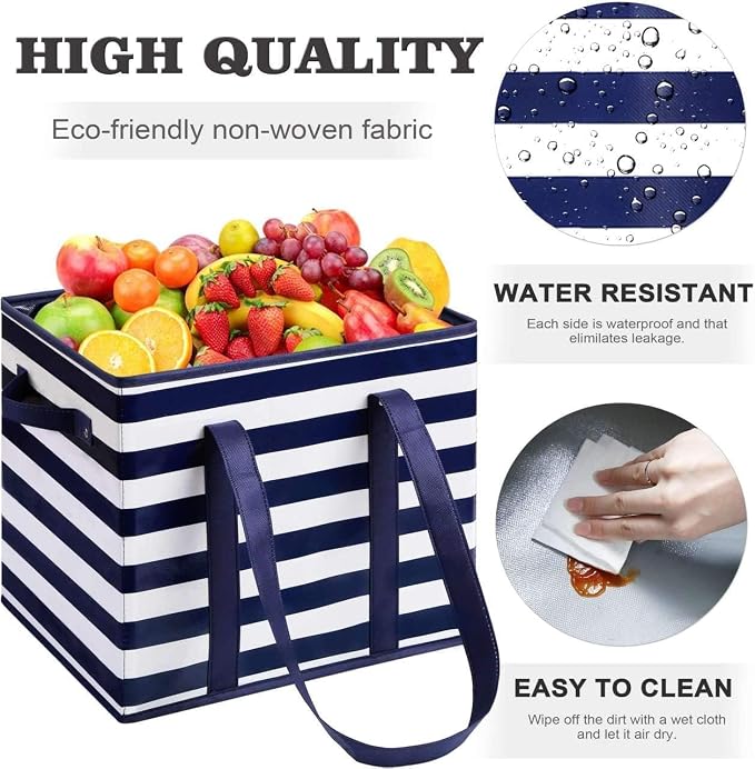 Reusable Grocery Bags 8 Pack, Foldable & Water Resistant Shopping Bags | Large Grocery Tote Bag Water Resistant Shopping Bags Foldable Grocery Bag for Clothes,Shoes and Picnic - Image 5