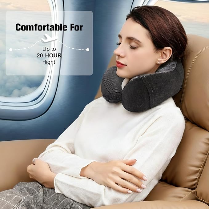 Cirorld Neck Pillow for Traveling, Travel Pillows for Airplanes,100% Pure Memory Foam Travel Neck Pillow, Adjustable Flight Pillow, Portable Plane Accessories with Eye Mask, Earplugs, Carry Bag - Image 9