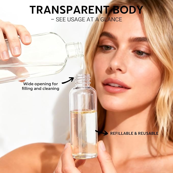 5 Pack 3.4 oz Travel Bottles for Toiletries, TSA Approved Leak Proof Refillable Travel Size Containers, Clear Plastic Shampoo Bottles for Lotion Conditioner - Image 4