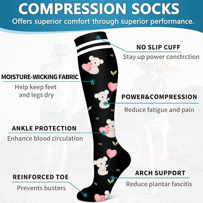 6 Pack Copper Compression Socks for Women and Men Circulation-Best Support for Medical,Running,Nursing,Athletic - Image 5