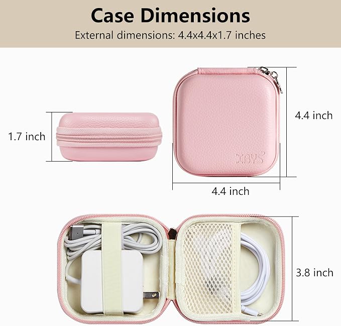 Portable Charger Case, Tech Pouch Travel Organizer, M, Pink | Hard Shell Electronic Storage for MacBook Power Adapter, Charging Cords, USB Drives, Power Bank Laptop Accessories - Image 2