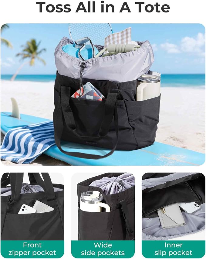 BAGSMART Reusable Grocery Bags, Large Beach Bag, Foldable Tote for Shopping Moving Holiday Travel Packing - Image 2