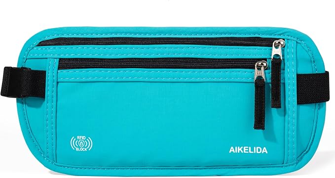 Money Belt - Slim Passport Holder RFID Blocking Travel Wallet Undercover Fanny Packs for Men Women - Blue - Image 3