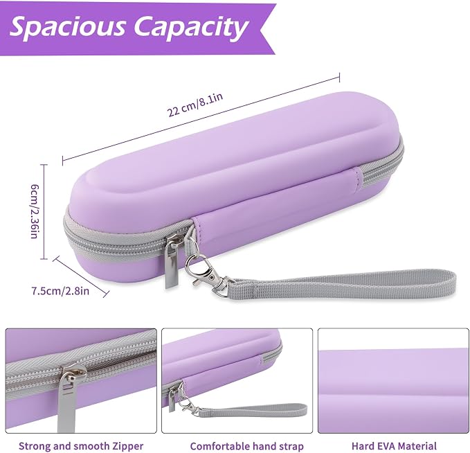 Toothbrush Travel Case for Oral B/Oral-B Pro 1000 1500 5000 7000 & Philips Sonicare 4100 1100 5300 5100 6100/iO Electric Toothbrush, Hard Protective Storage Bag (Light purple case with toothbrush cap) - Image 3