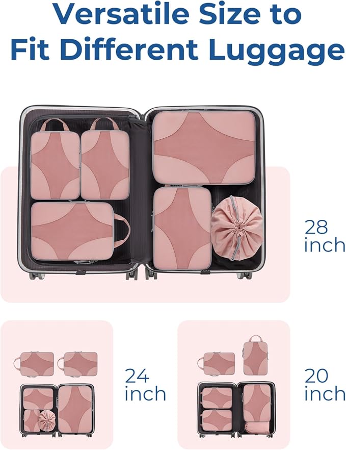 Bagsmart Compression Packing Cubes, Travel Bag Cruise Ship Essentials | Lightweight, Compressible Suitcase Organizer Set fit Standard Carry-On & Checked Luggage, 6 Set, 14 Set Washable Packing Bags - Image 3