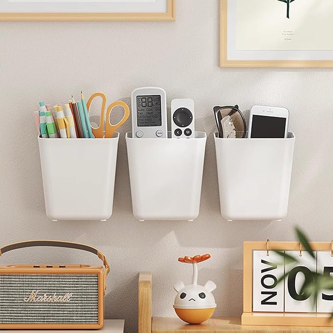 4 Pack Cabinet Door Organizer, Self Adhesive Wall Mount Storage Bins, No Drilling Food Grade ABS plastic for Kitchen, Bathroom, Refrigerator, Wardrobe, Under Sink, Desktop Sundries - Image 5