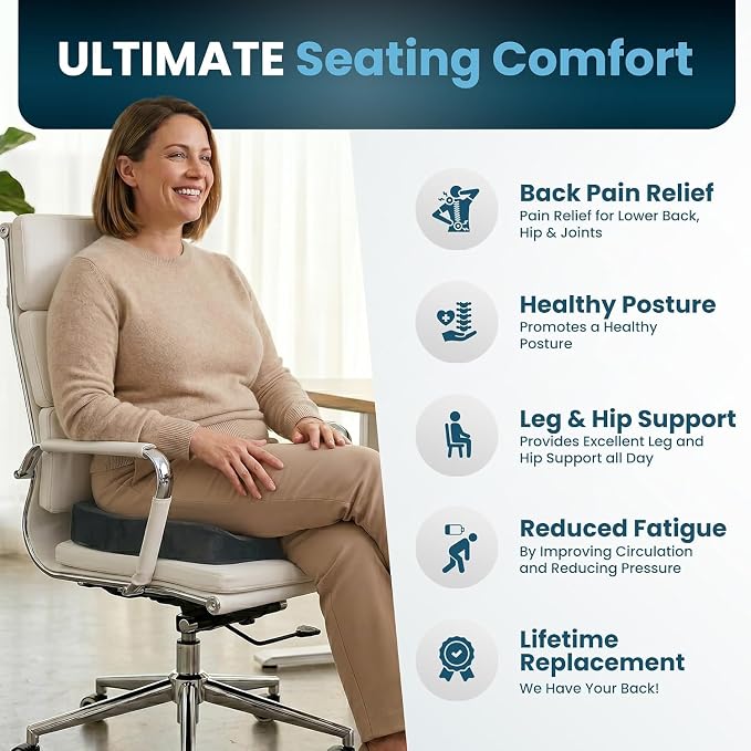 ComfiLife Extra Large Gel & Memory Foam Seat Cushion - Doctor Recommended Office Chair, Car Seat, Lifting Cushion - Back & Sciatica Pain Relief - Wide Seat Cushion for Big & Tall (Charcoal) - Image 7