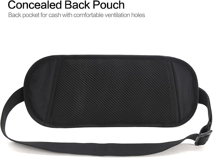 TRAVELSAFE Slim RFID Blocking Money Belt for Travel - Anti-Theft Hidden Passport Holder Waist Wallet with Secure Pouch for Cash, Credit Cards & Phone Safe (B-Black) - Image 5