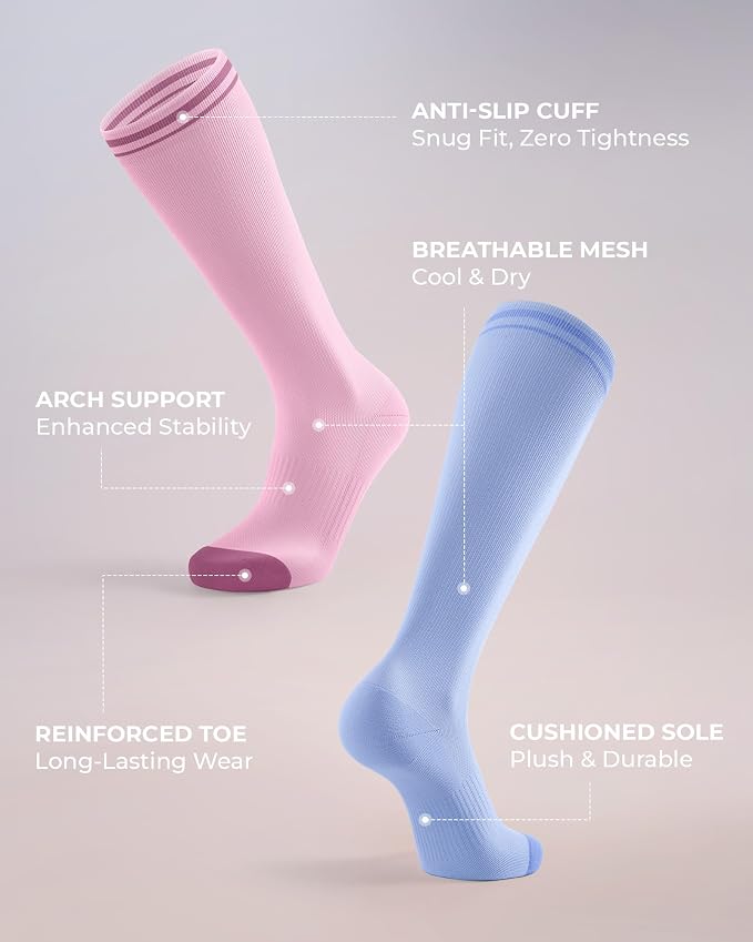 FITRELL 4 Pairs Compression Socks for Women & Men, 15-20mmHg Circulation Support for Athletic Travel Daily Wear - Image 5