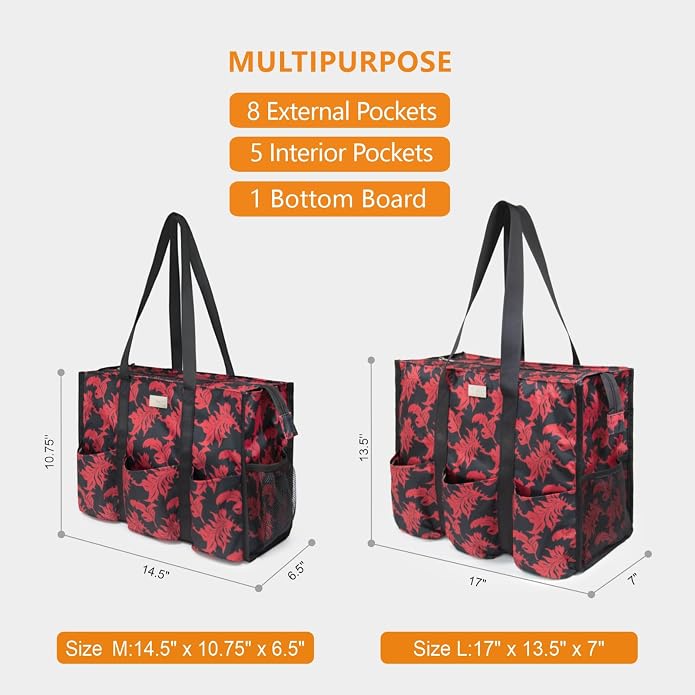 TOPDesign Utility Water Resistant Tote Bag with 13 Pockets, Top Zipper Closure & Thick Bottom Support, for Working Women - Image 2