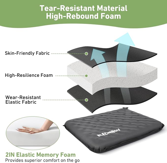 Inflatable Seat Cushion, Self Inflating Compact Stadium Seat Cushion | Airplane Bleacher Seat Cushion Comfortable & Portable Blow-Up High Density Foam Pad for Travel Outdoors Camping (Grey) - Image 7