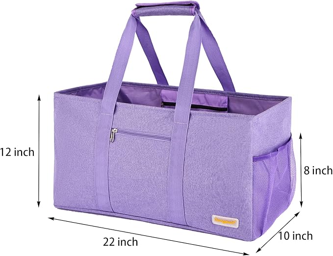 Extra Large Utility Tote Bag - Reusable Grocery Bags Foldable Heavy Duty | Large Shopping Tote 4 Pockets & Reinforced Handles, Water-Resistant Collapsible Tote for Beach, Picnic, Car Storage - Image 4