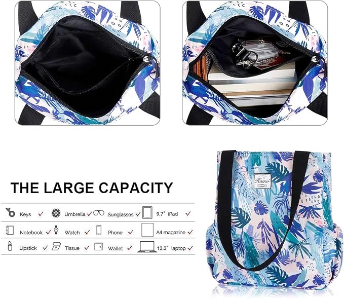 KAMO Floral Tote Bag - Waterproof Lightweight Handbags Travel Shoulder Bag for Hiking Yoga Gym Swimming Travel Beach - Image 5
